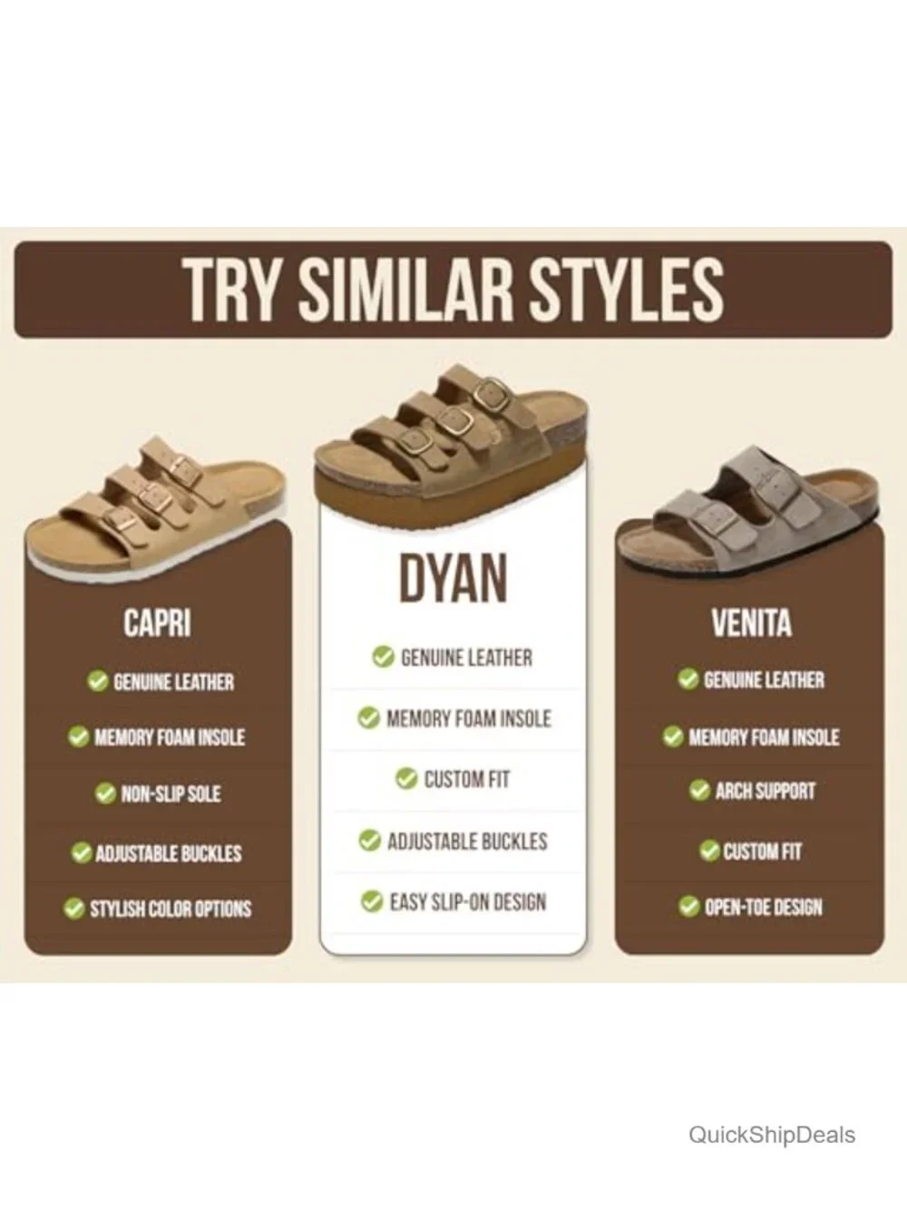 Genuine Leather Platform Sandals - Comfortable Wedge Sandals with Memory Foam